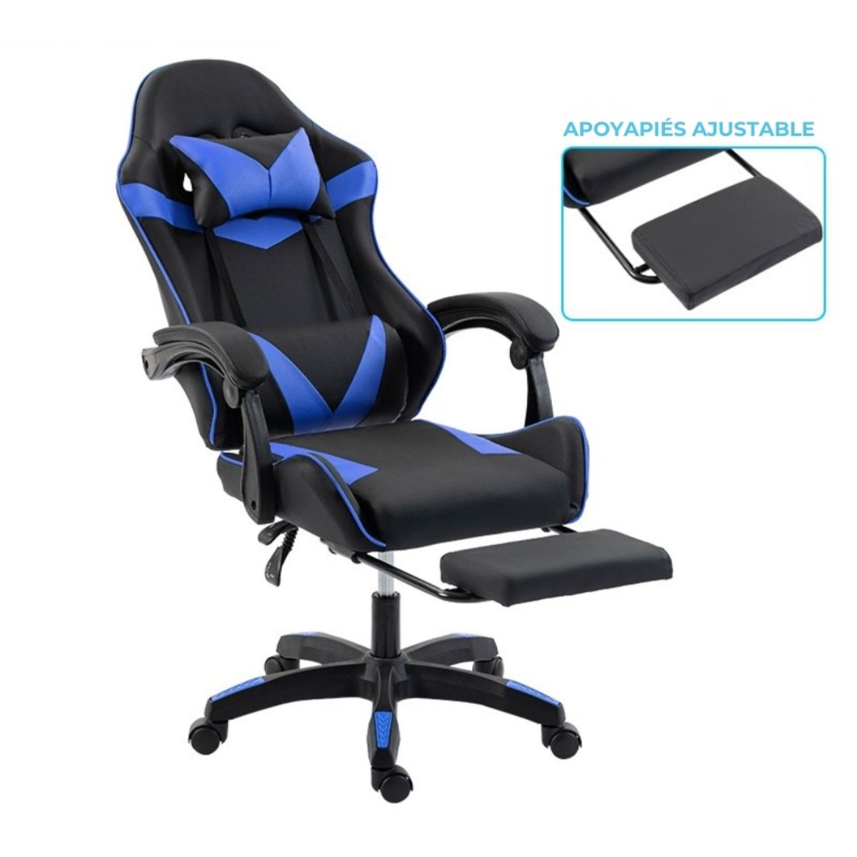 Copia - Silla Gamer SHOT-2025 Ergonómica Reclinable Con Apoyapiés Y Masajeador Negra/Roja
