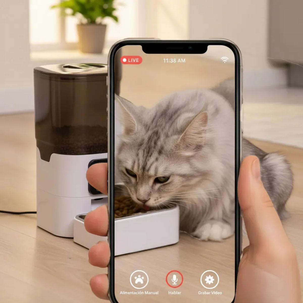 Dispensador Para Mascotas Automático Con Cámara Y Micrófono Dispensador Para Mascotas Automático Con Cámara Y Micrófono