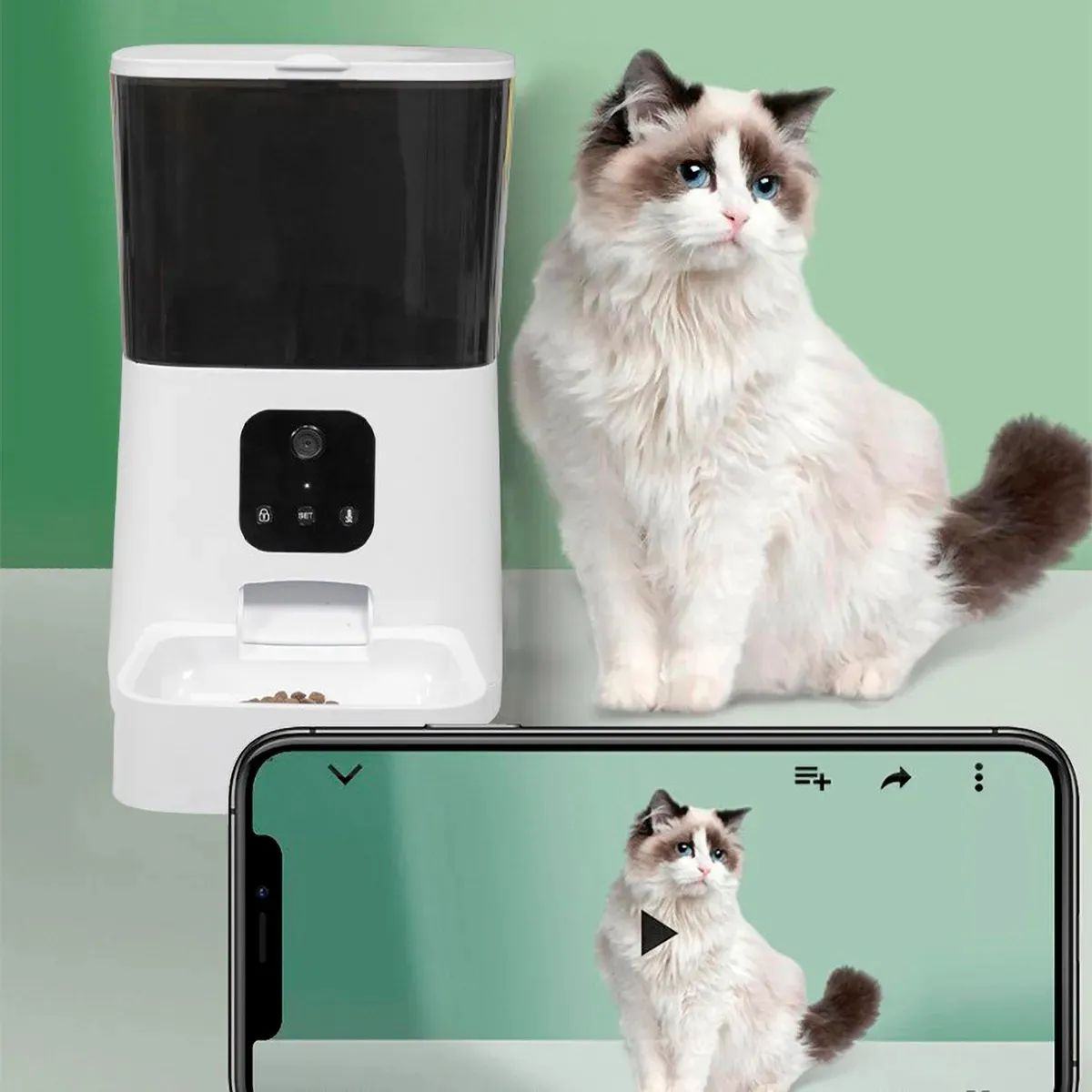 Dispensador Para Mascotas Automático Con Cámara Y Micrófono Dispensador Para Mascotas Automático Con Cámara Y Micrófono