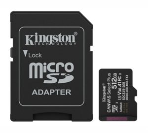 Memoria Micro SD c/Adaptador Canvas Clase 10 512GB Kingston