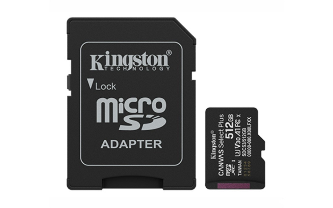 Memoria Micro SD c/Adaptador Canvas Clase 10 512GB Kingston