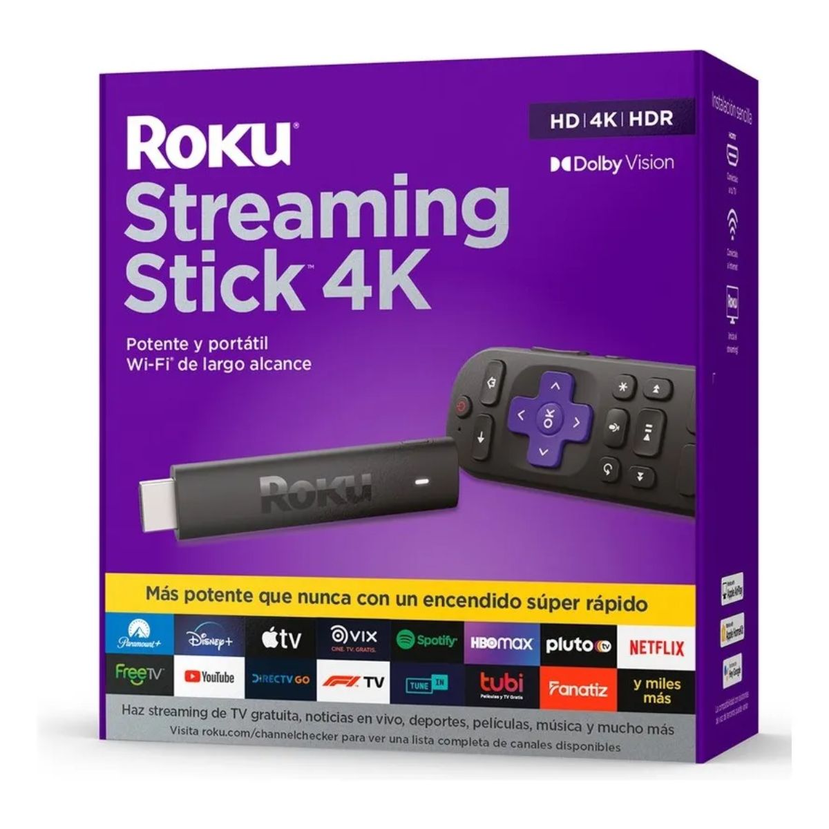 Roku Streaming Stick 4K 3820 de voz 4K negro 1GB memoria RAM Roku Streaming Stick 4K 3820 de voz 4K negro 1GB memoria RAM