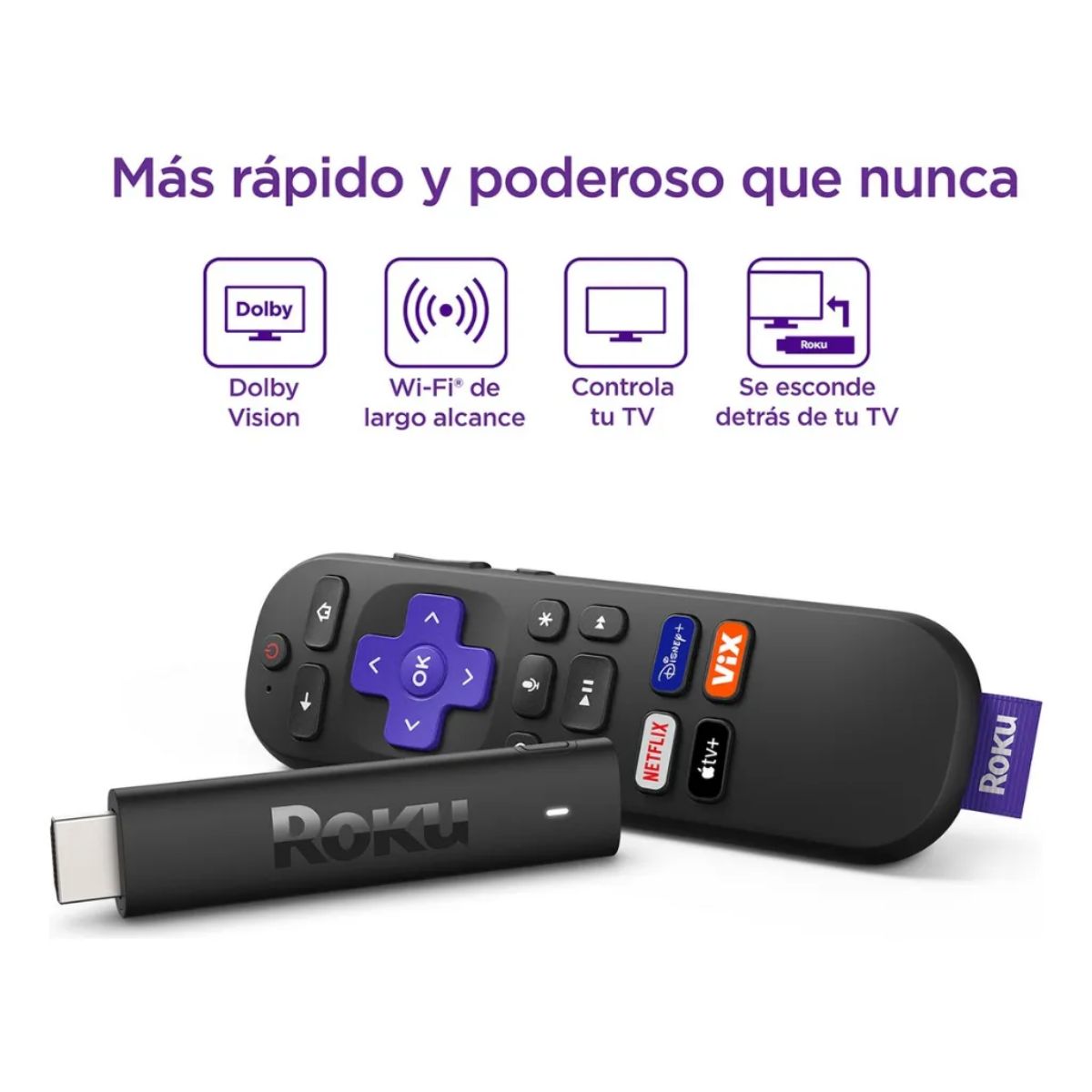 Roku Streaming Stick 4K 3820 de voz 4K negro 1GB memoria RAM Roku Streaming Stick 4K 3820 de voz 4K negro 1GB memoria RAM