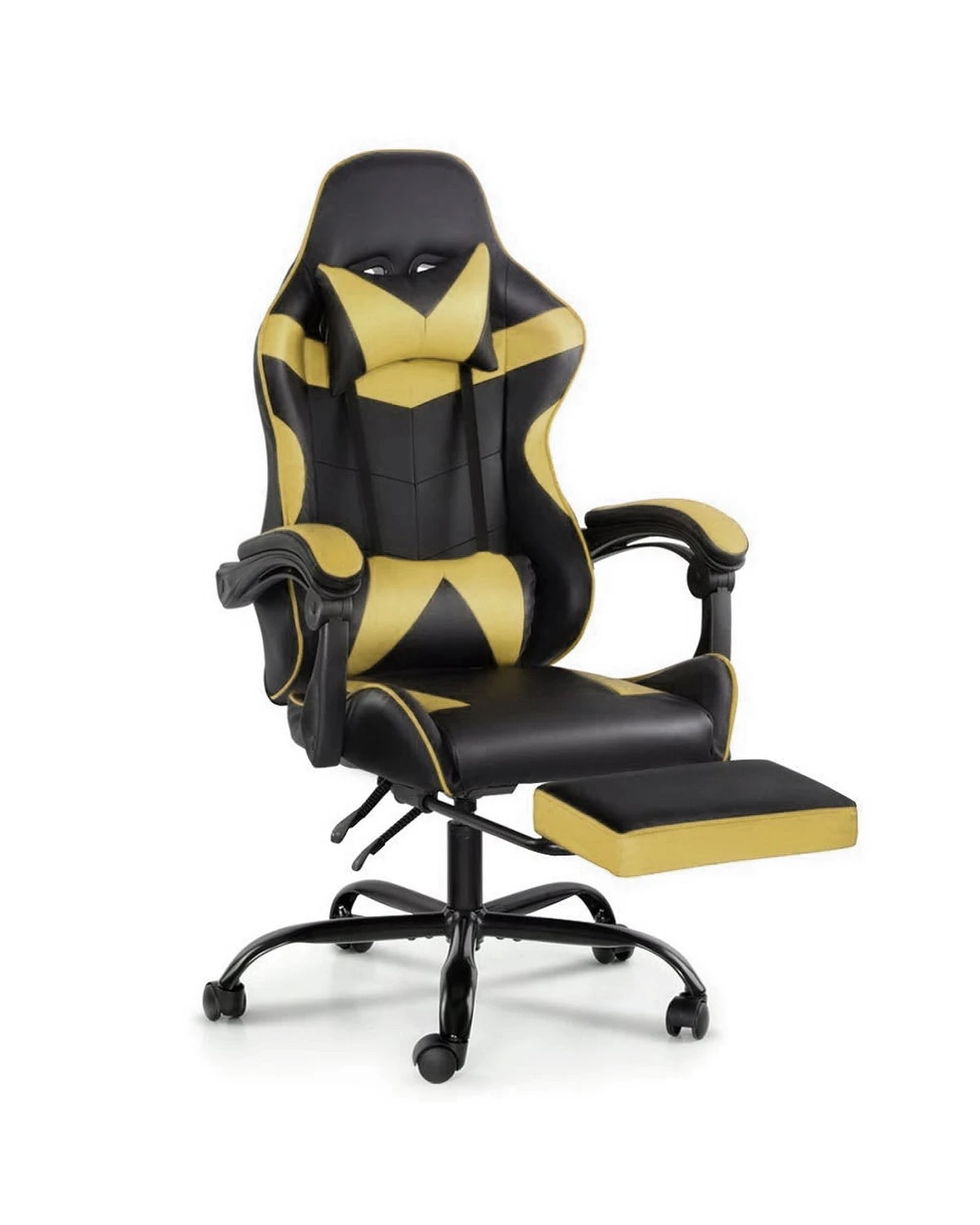 Silla Gamer Lumax Modelo ROM con Apoyapies - Negro/Amarillo