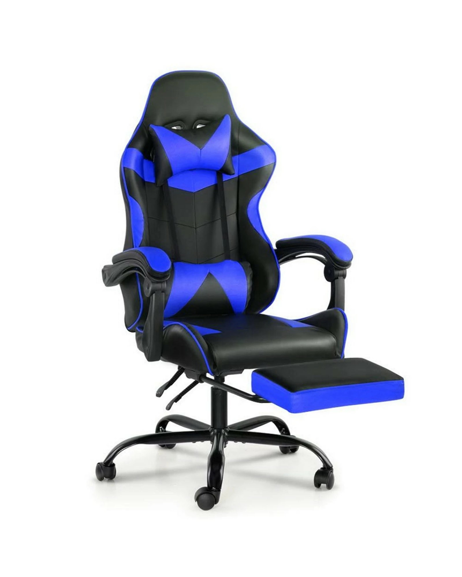 Silla Gamer Lumax Modelo ROM con Apoyapies - Negro/Azul