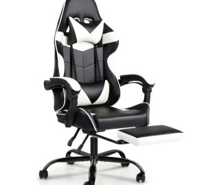 Silla Gamer Lumax Modelo ROM con Apoyapies - Negro/Blanco