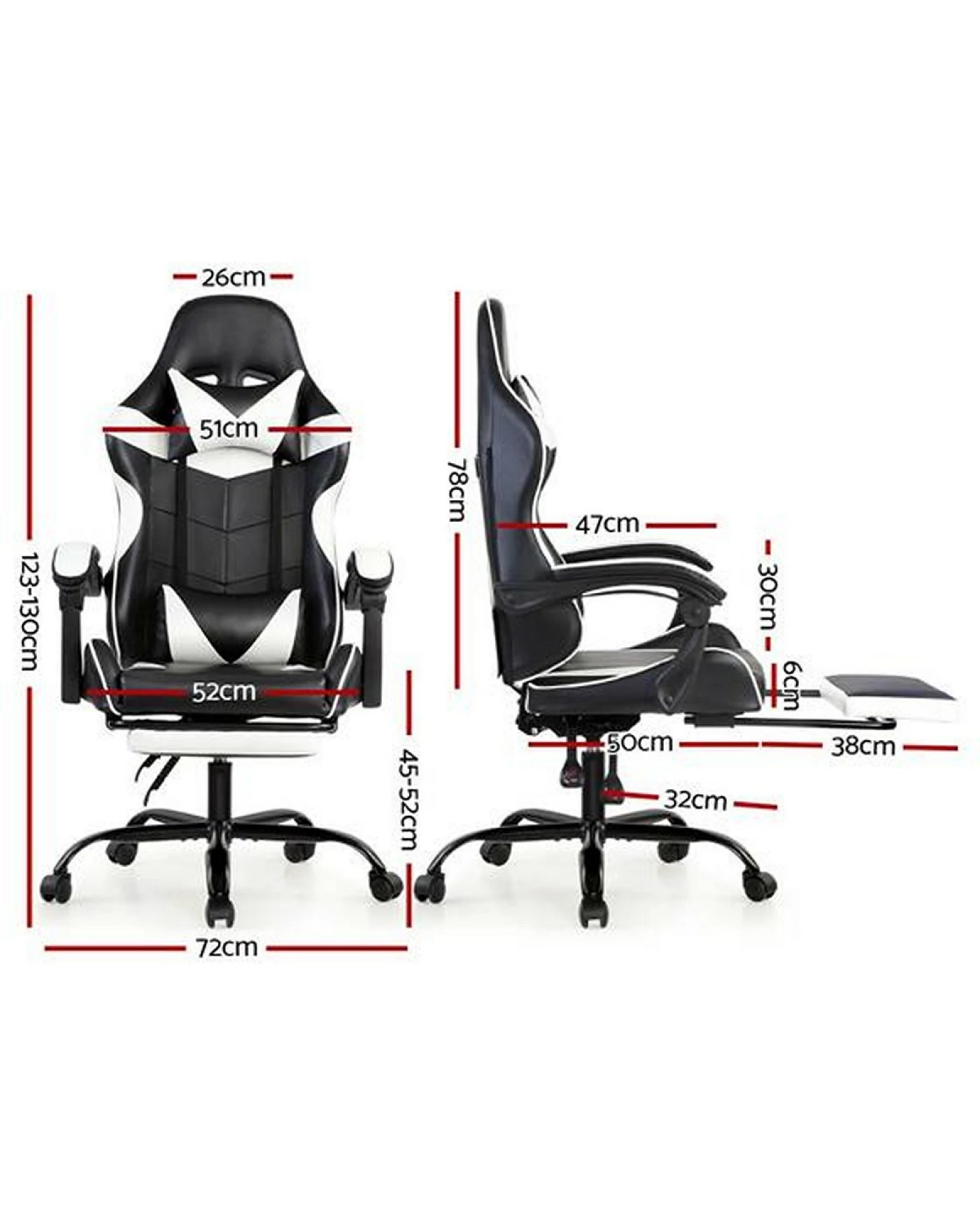 Silla Gamer Lumax Modelo ROM con Apoyapies - Negro/Blanco Silla Gamer Lumax Modelo ROM con Apoyapies - Negro/Blanco