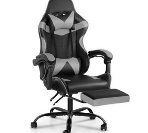 Silla Gamer Lumax Modelo ROM con Apoyapies - Negro/Gris
