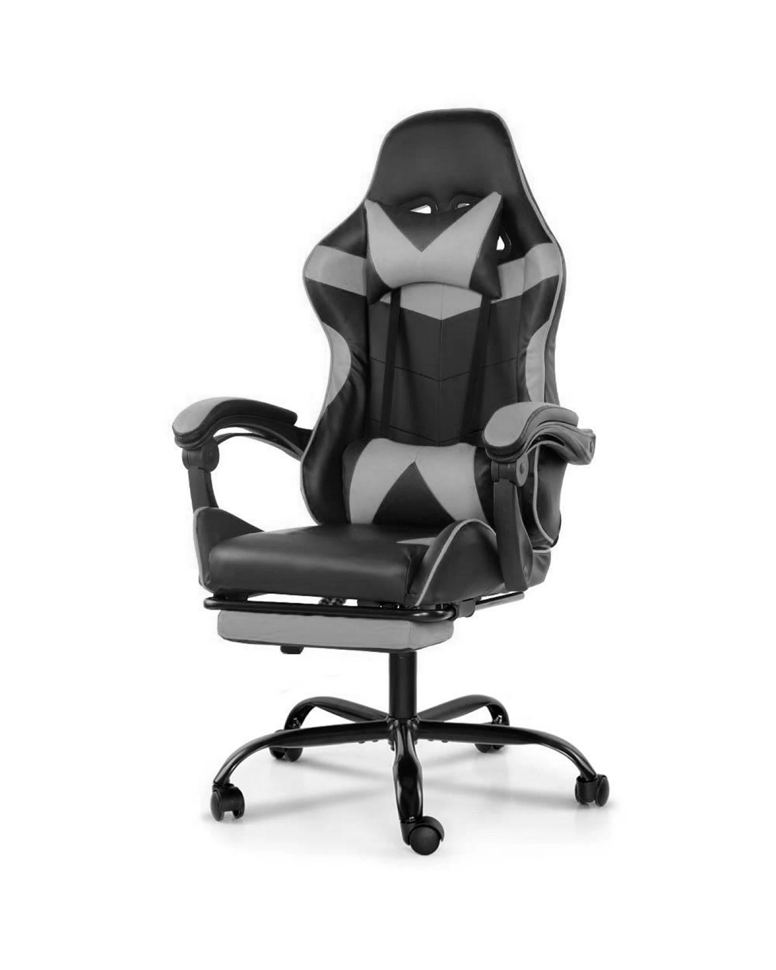 Silla Gamer Lumax Modelo ROM con Apoyapies - Negro/Gris Silla Gamer Lumax Modelo ROM con Apoyapies - Negro/Gris