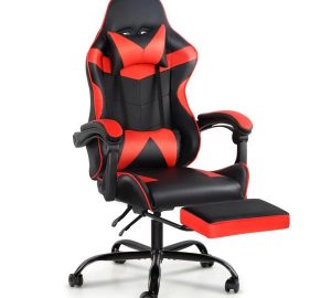 Silla Gamer Lumax Modelo ROM con Apoyapies - Negro/Rojo