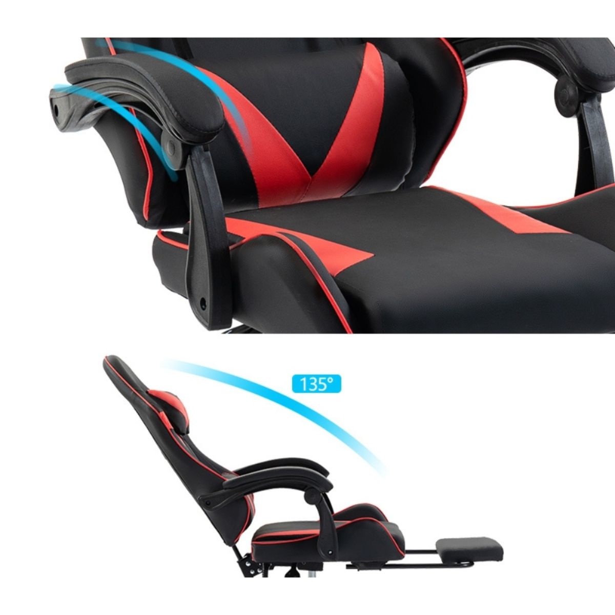 Silla Gamer SHOT-2025 Reclinable Y Masajeador Negra/Roja
