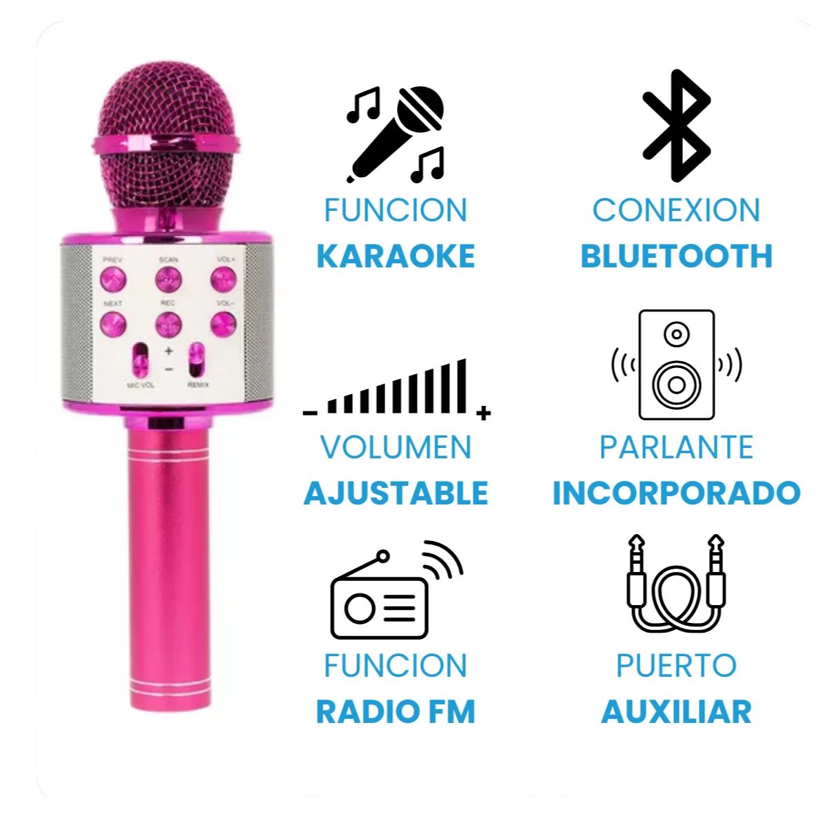 Copia - Microfono Karaoke Bluetooth altavoz Ws 858 Color Dorado