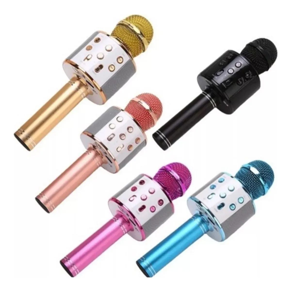 Microfono Karaoke Bluetooth altavoz Ws 858 Color Rosa Chicle