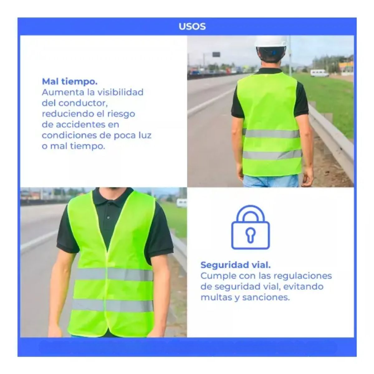 Copia - Chaleco Seguridad Con Bandas Reflectivo Para Moto Bicicleta 120grs