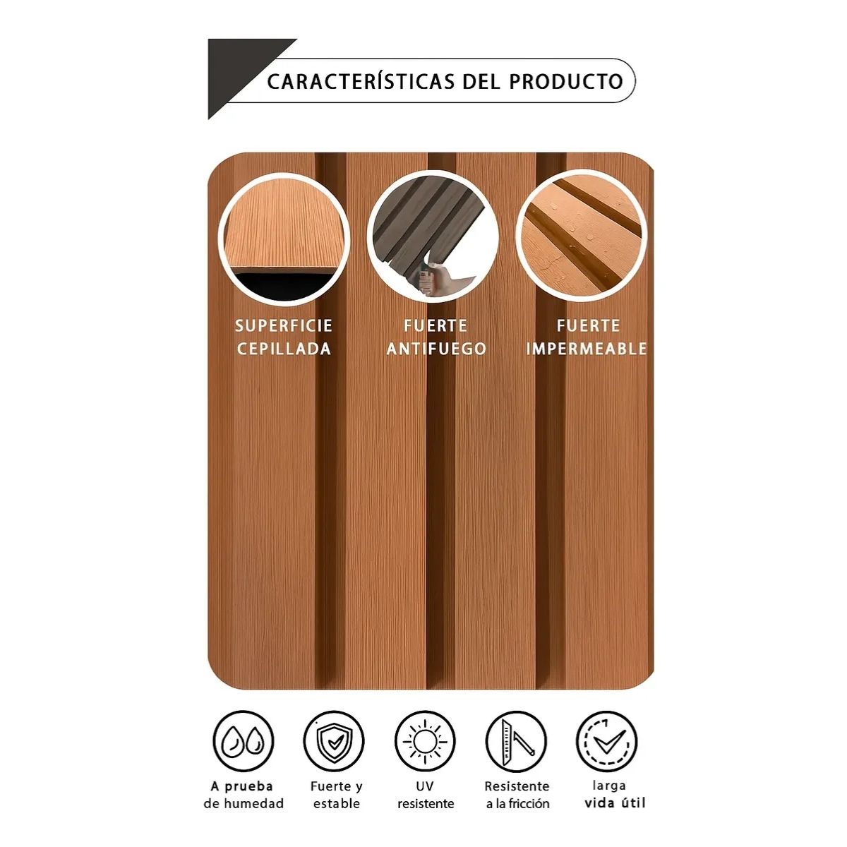 Copia - Pack X50 Revestimiento Exterior Wpc 3d Pared Decorativo Simil Madera NOGAL