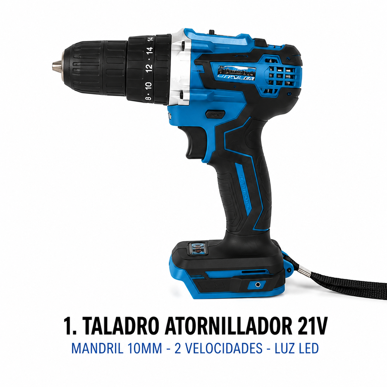 Copia - Taladro Profesional de alta potencia 13mm con 2 Baterias, Cargador y Maletin