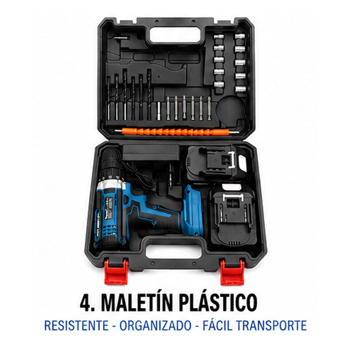 Copia - Taladro Profesional de alta potencia 13mm con 2 Baterias, Cargador y Maletin