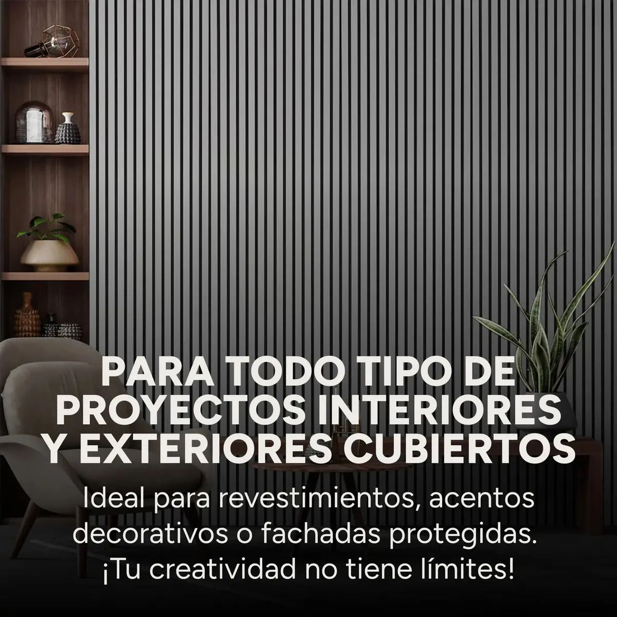 Copia - Wpc Revestimiento Simil Madera Lambrin 2.90x16.7 Gris Oscuro Gris Oscuro