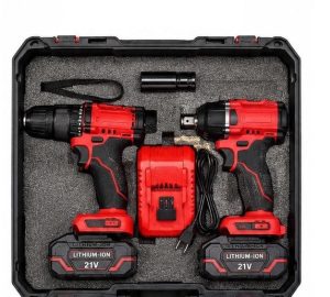 Kit de Taladro 13mm + Llave de impacto con 2 Baterias, Cargador y Maletin