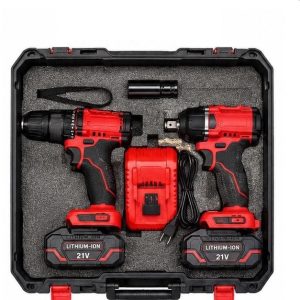 Kit de Taladro 13mm + Llave de impacto con 2 Baterias, Cargador y Maletin
