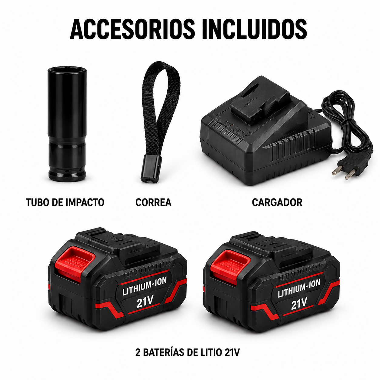Kit de Taladro 13mm + Llave de impacto con 2 Baterias, Cargador y Maletin