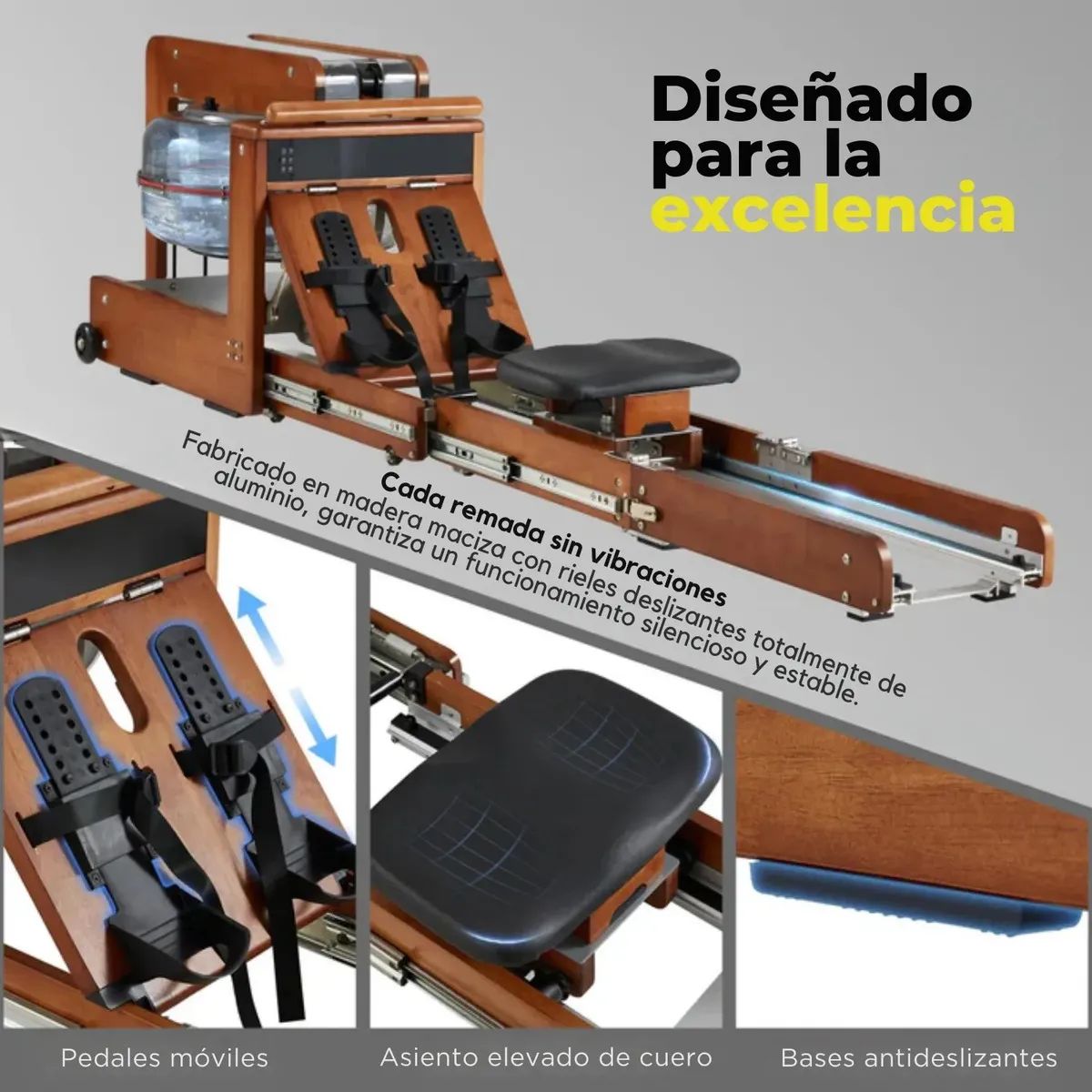 Maquina Simulador Remo De Agua Plegable Madera 158kg Maquina Simulador Remo De Agua Plegable Madera 158kg