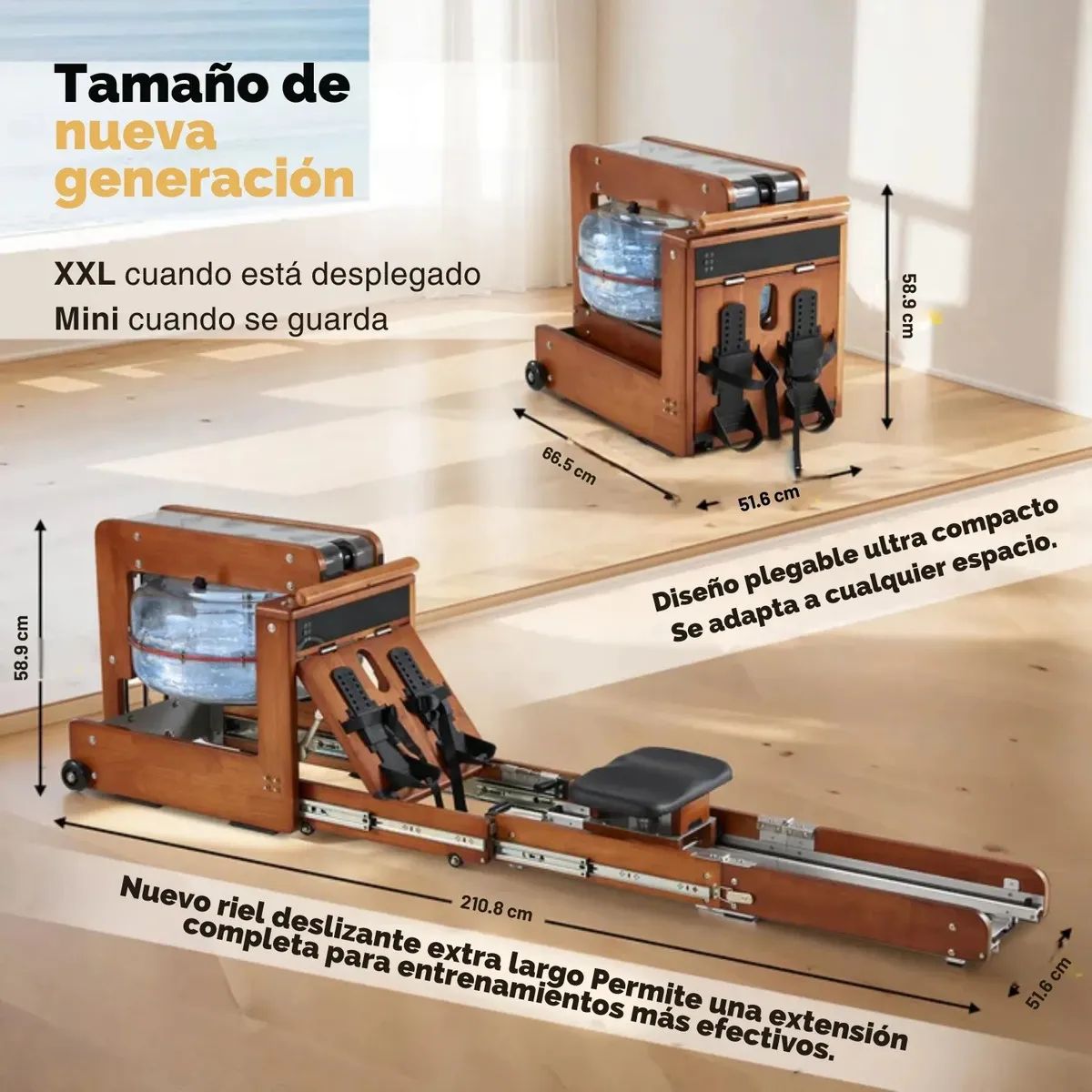 Maquina Simulador Remo De Agua Plegable Madera 158kg Maquina Simulador Remo De Agua Plegable Madera 158kg