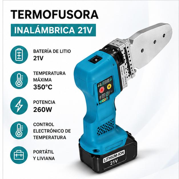 Termofusora Inalambrica PPR 21V Con 2 Baterias - 20 25 32mm Termofusora Inalambrica PPR 21V Con 2 Baterias - 20 25 32mm