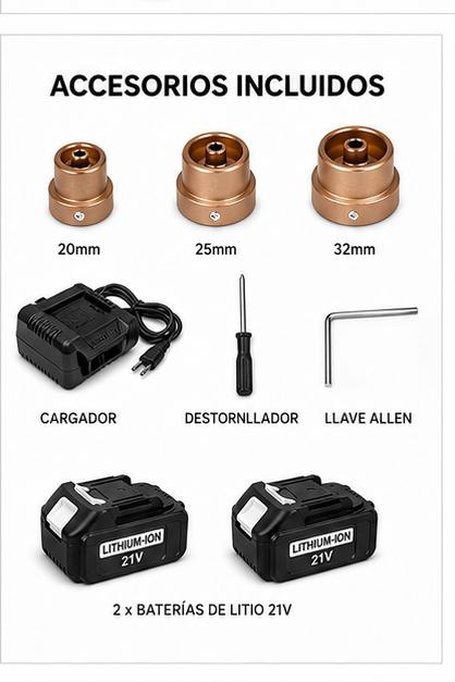 Termofusora Inalambrica PPR 21V Con 2 Baterias - 20 25 32mm Termofusora Inalambrica PPR 21V Con 2 Baterias - 20 25 32mm