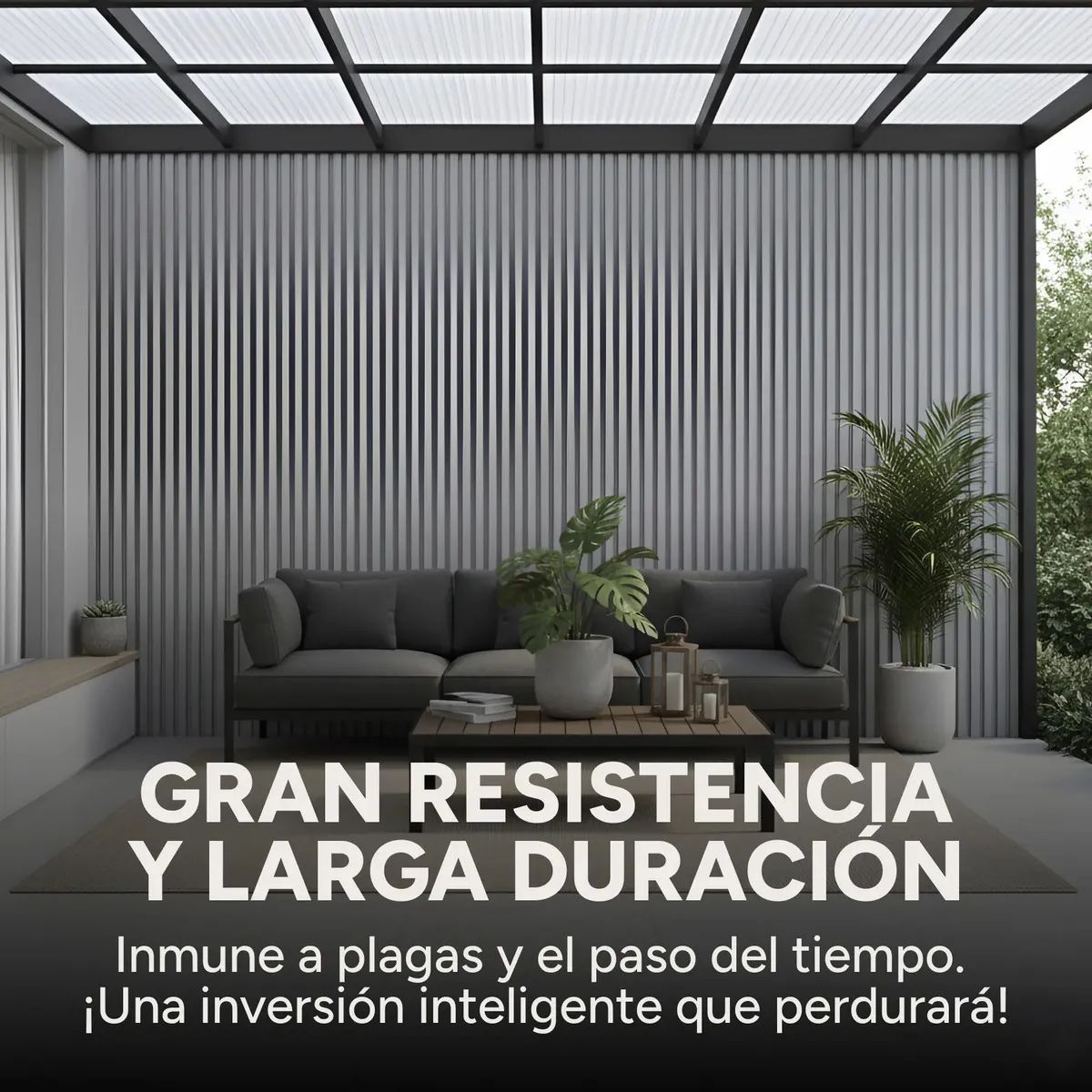 Wpc Revestimiento Simil Madera Lambrin 2.90x16.7 Gris Oscuro