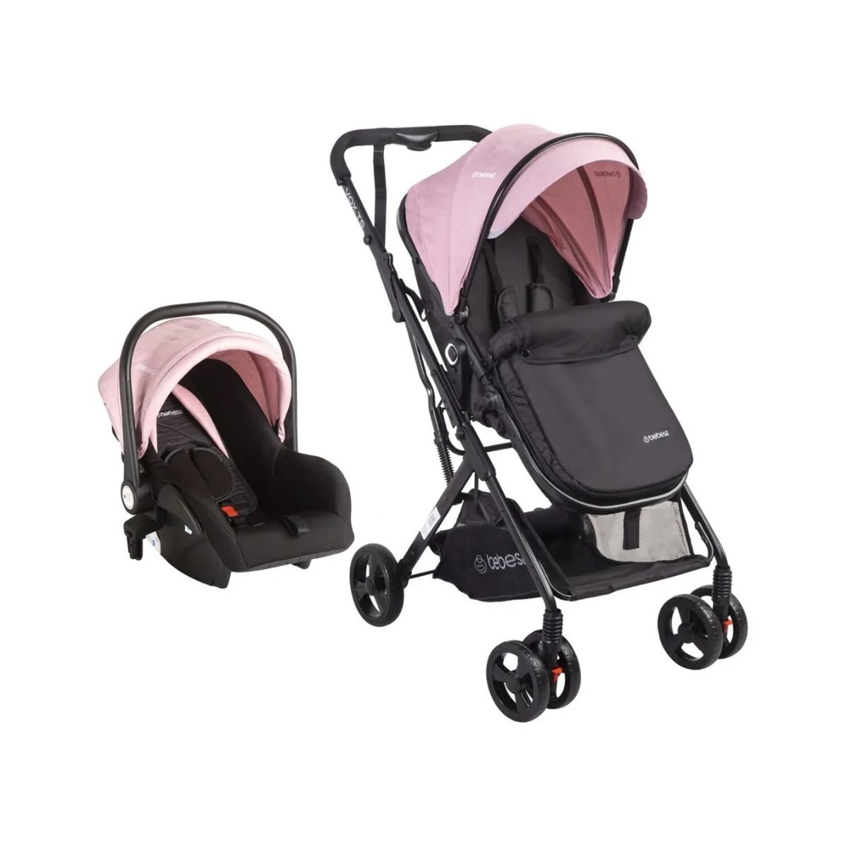 Coche de bebé Bebesit Travel System Vox con cubrepiés - Rosa Coche de bebé Bebesit Travel System Vox con cubrepiés - Rosa