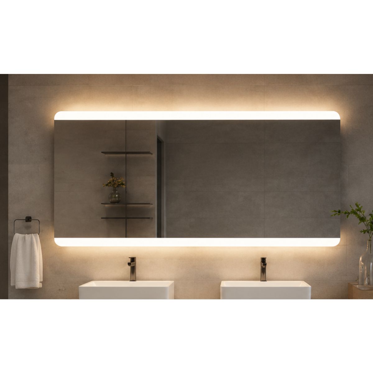 Copia - Espejo Rectangular Con Led Baño Led10 50 X 70 Cm Desempañador