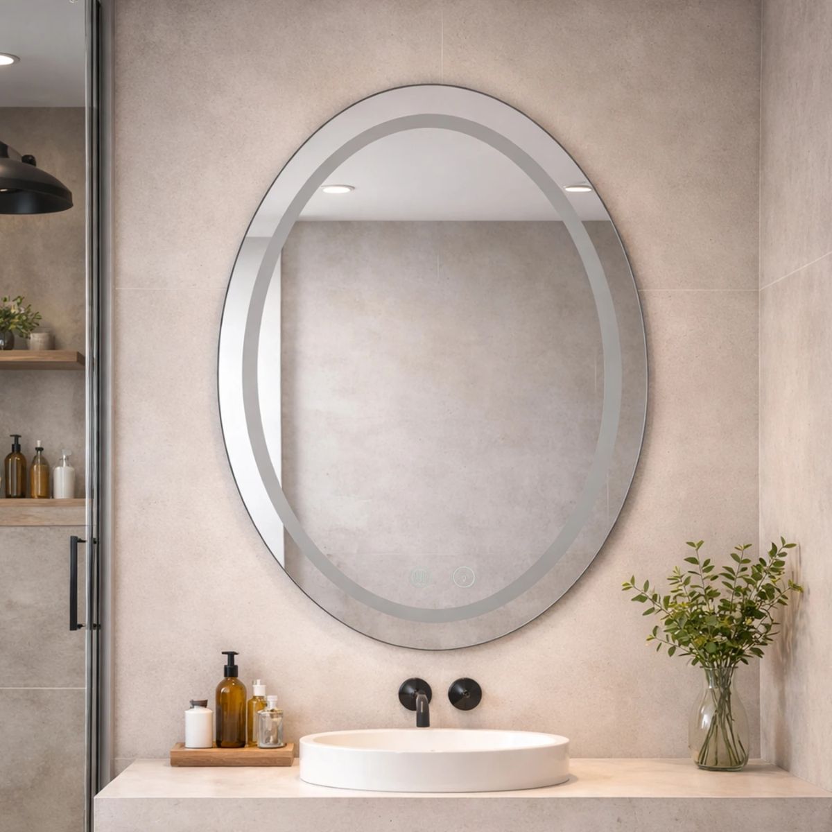 Copia - Espejo Rectangular Con Led Baño Led10 50 X 70 Cm Desempañador