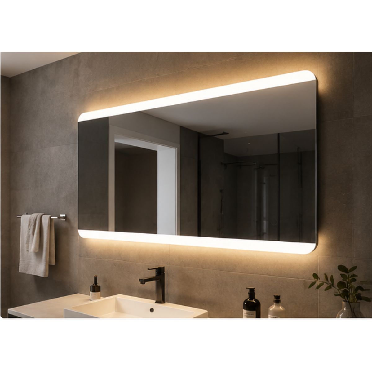 Copia - Espejo Rectangular Con Led Baño Led10 50 X 70 Cm Desempañador
