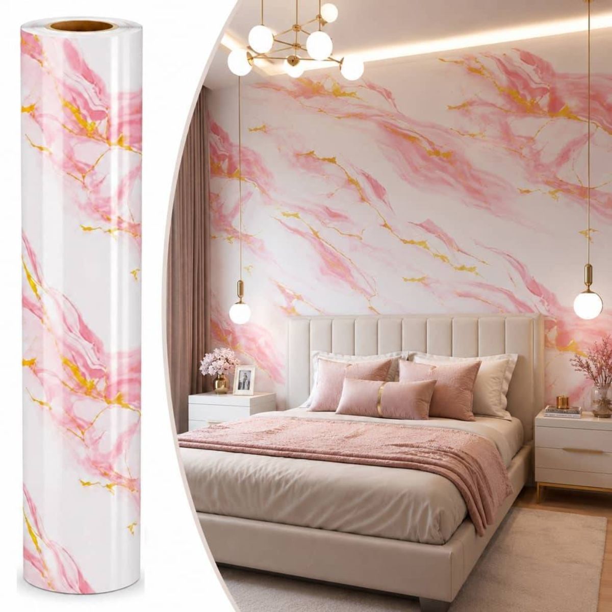 Copia - Placa Adhesiva Simil Marmol Blanco/Rosado Rollo de 1.20 x 3 Metros BS-3754-2