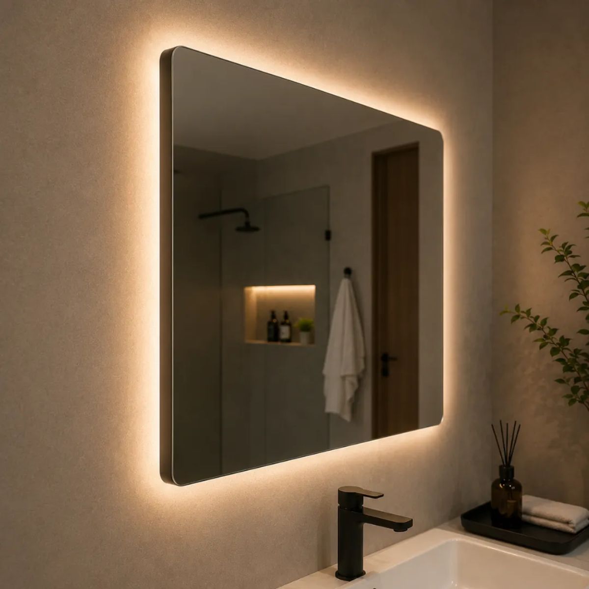 Copia - Espejo De Baño Led 60 X 80cm Led12 Desempañador Copia - Espejo De Baño Led 60 X 80cm Led12 Desempañador