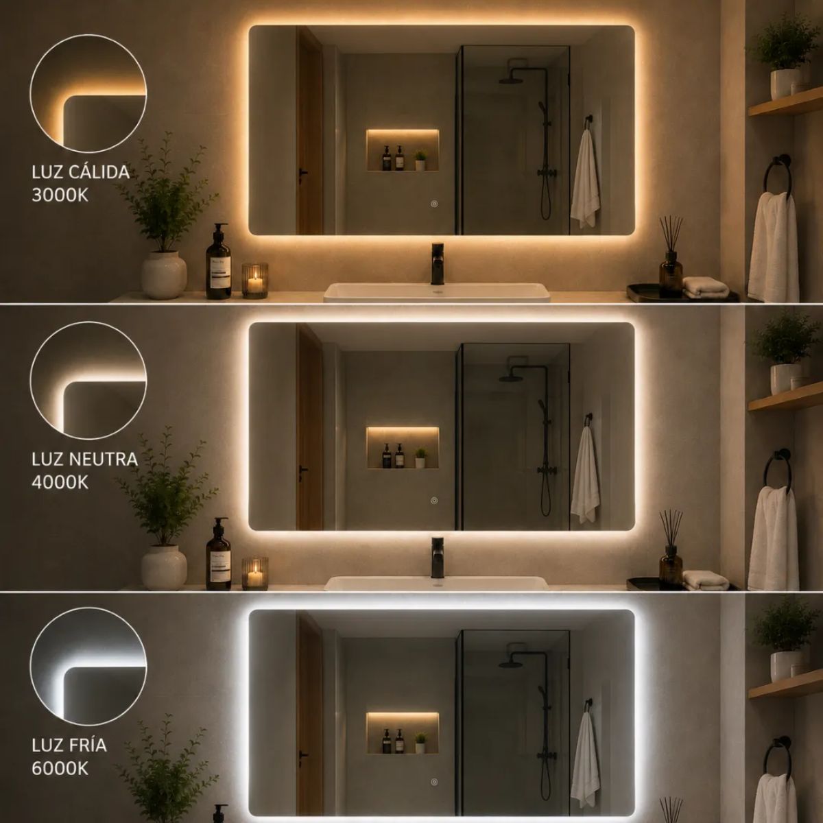 Copia - Espejo De Baño Led 60 X 80cm Led12 Desempañador Copia - Espejo De Baño Led 60 X 80cm Led12 Desempañador