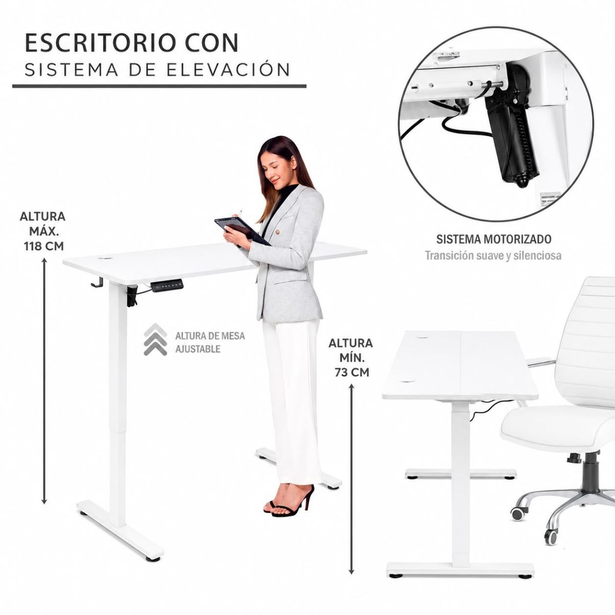 Escritorio Eléctrico Regulable Botones Programables 100cm Bl Escritorio Eléctrico Regulable Botones Programables 100cm Bl