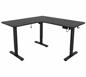 Escritorio Esquinero Eléctrico Regulable con Panel Negro