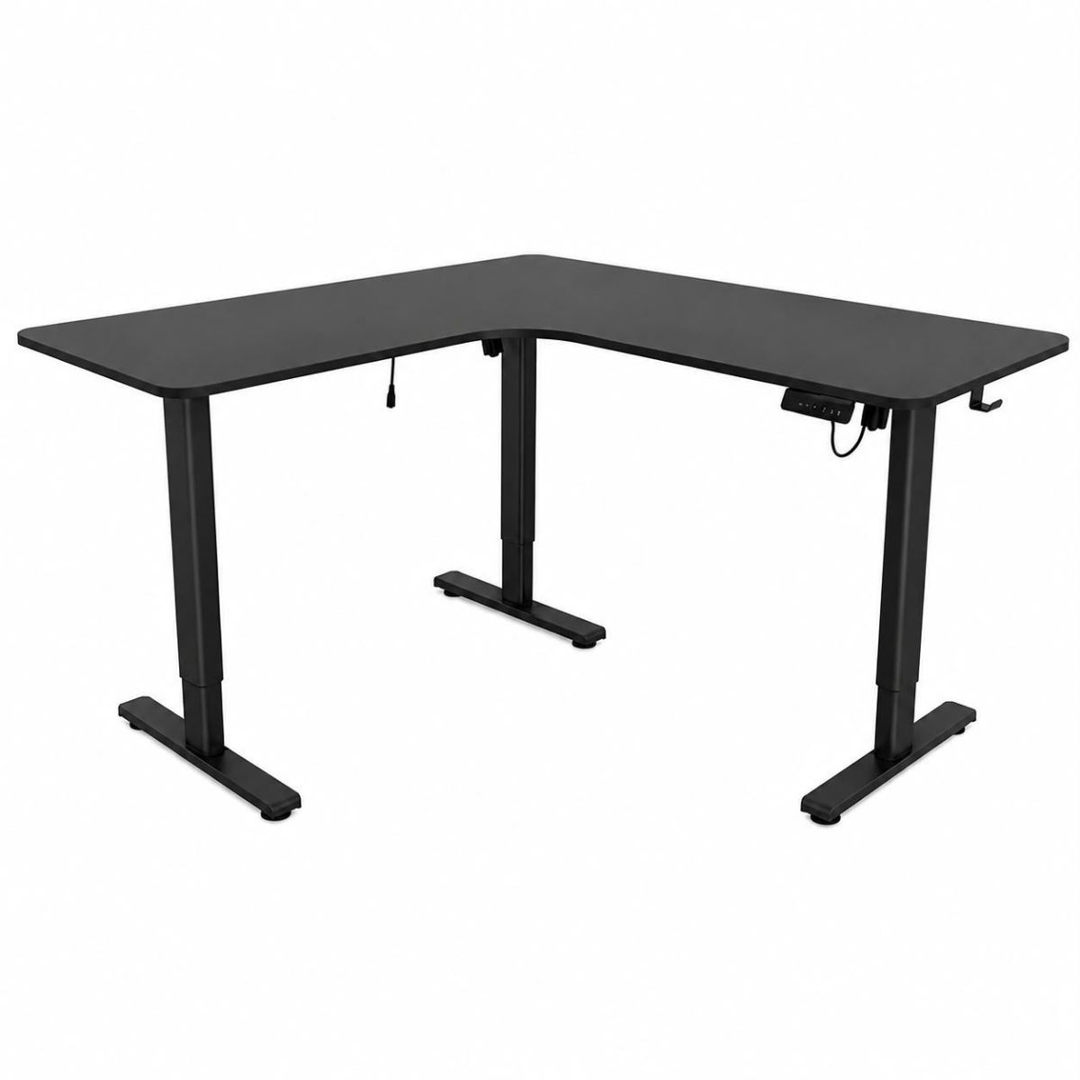 Escritorio Esquinero Eléctrico Regulable con Panel Negro