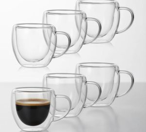 Setx6 Tazas Doble Pared De Vidrio Taza 250ml Bazar Y Cocina