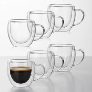 Setx6 Tazas Doble Pared De Vidrio Taza 250ml Bazar Y Cocina