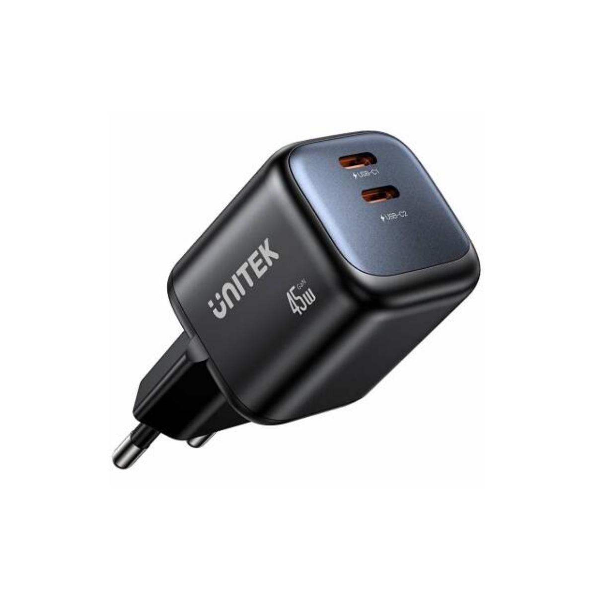 Cargador Unitek Zeno 45W Dual USB-C GaN de Pared Cargador Unitek Zeno 45W Dual USB-C GaN de Pared