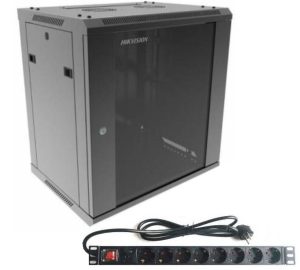 Combo Rack Hikvision 12U de Pared y PDU 8 Tomas Schuko