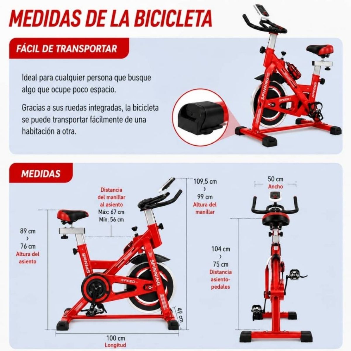 Copia - Bicicleta Spinning Profesional Ergométrica Disco 13Kg Premium Negra