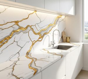Copia - Placa Adhesiva Simil Marmol Blanco/Hojas Rollo de 1.20 x 3 Metros BS-37139-2