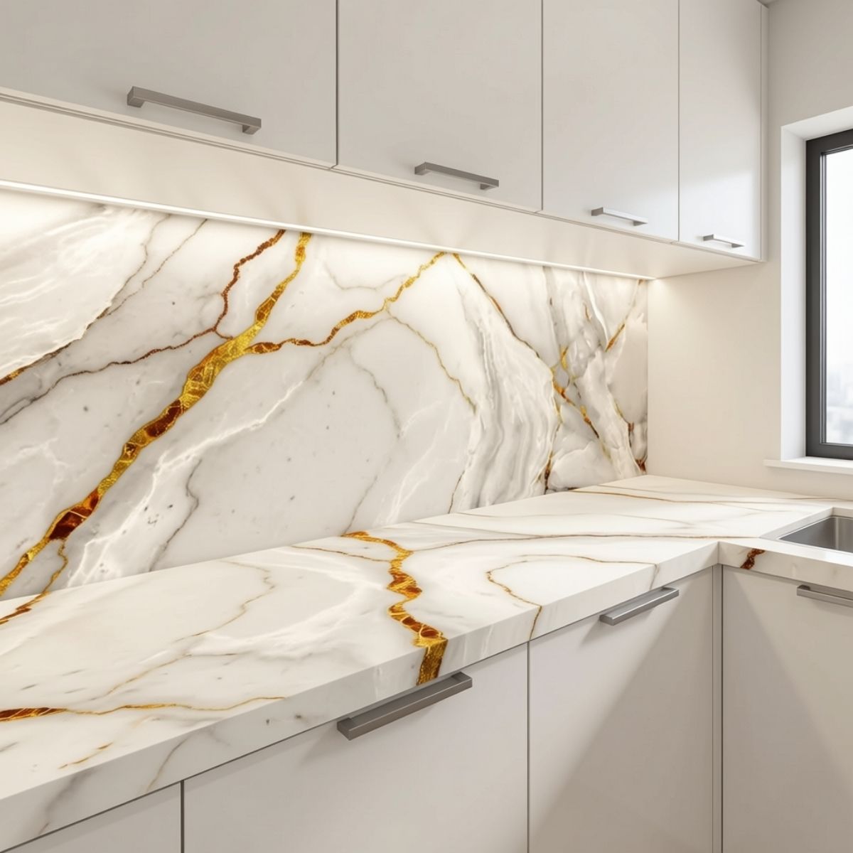 Copia - Placa Adhesiva Simil Marmol Blanco/Hojas Rollo de 1.20 x 3 Metros BS-37139-2