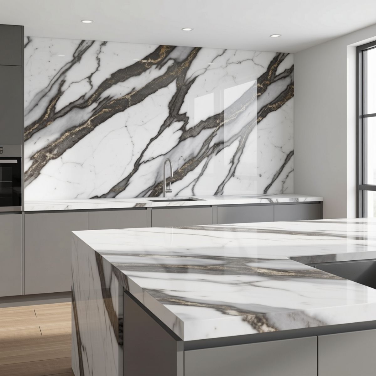 Copia - Placa Adhesiva Simil Marmol Blanco/Hojas Rollo de 1.20 x 3 Metros BS-37139-2