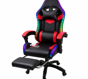Copia - Silla Gamer HTI Ergonómica Luces RGB Apoyapíes y Parlantes Negra