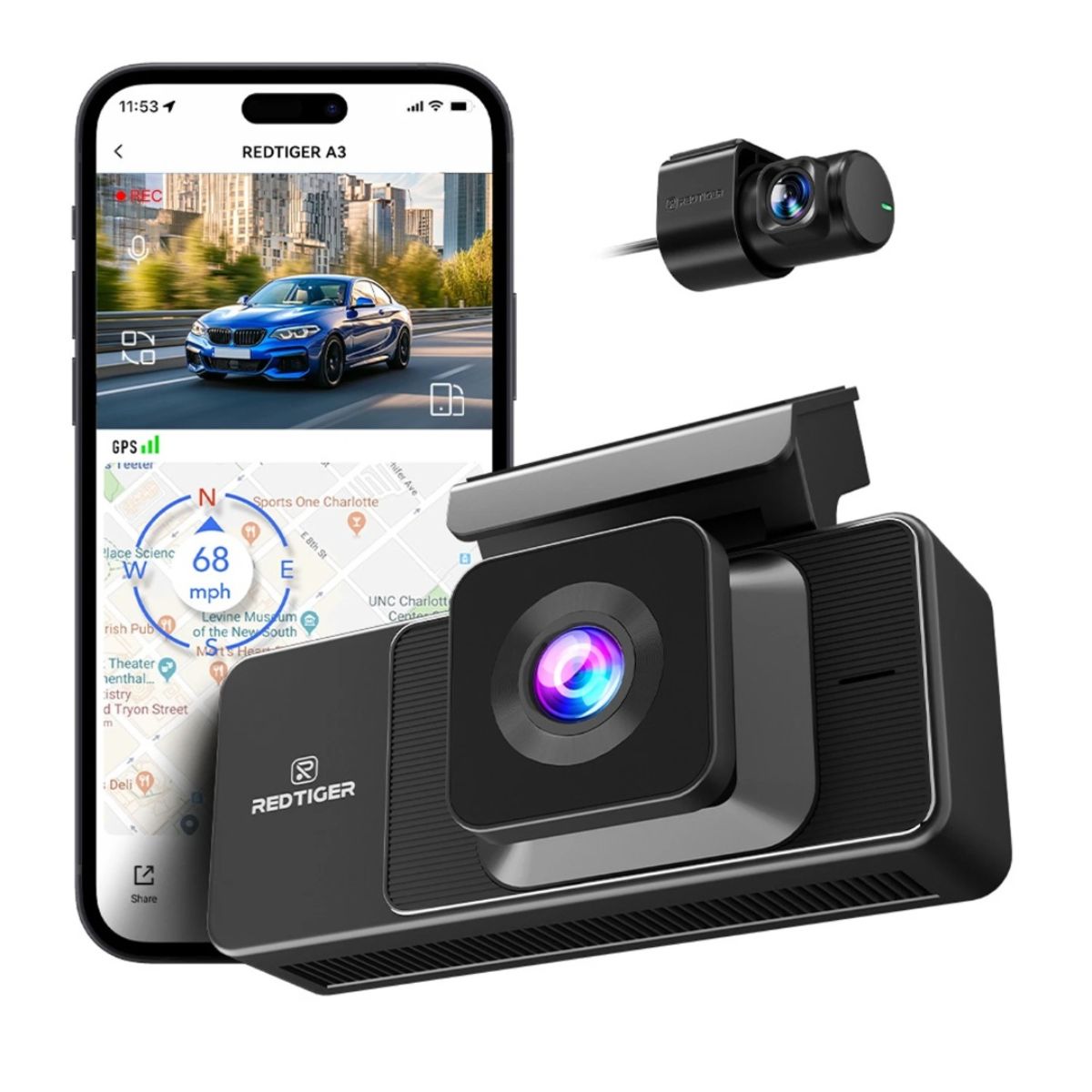 Dashcam Redtiger A3 3 Canales 2.5K Vehicular Wi-Fi Dashcam Redtiger A3 3 Canales 2.5K Vehicular Wi-Fi